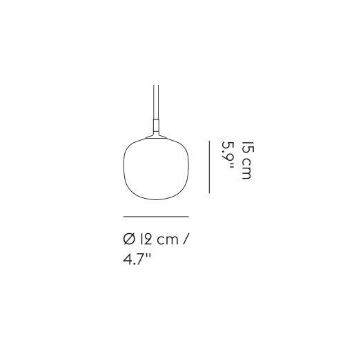 Esquema técnico de Rime pendant lamp 12 cm con alto 15 cm y diámetro 12 cm