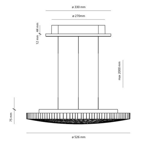 Esquema técnico de la lámpara colgante Calipso Suspension de Artemide