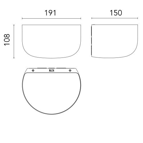 Esquema técnico aplique Bellhop Wall Up Flos medidas 191x108 mm Esquema técnico aplique Bellhop Wall Up Flos medidas 191x108 mm
