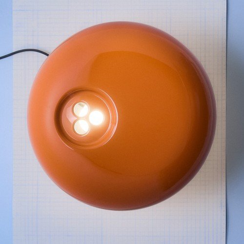 Vista superior lámpara Snoopy Flos naranja con tres focos LED Vista superior lámpara Snoopy Flos naranja con tres focos LED