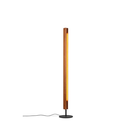Lámpara Seki-Han Flos color madera con luz cálida y base negra