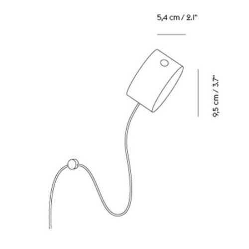 Esquema técnico aplique Post Wall Lamp Muuto – medidas 9,5 × 5,4 cm Esquema técnico aplique Post Wall Lamp Muuto – medidas 9,5 × 5,4 cm