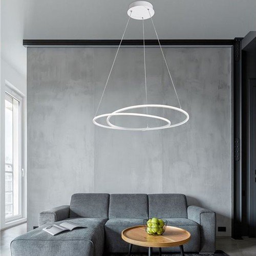 Lámpara colgante LED Viareggio Nova Luce blanca con doble aro suspendido