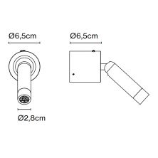 Esquema técnico LEDtube A Marset con medidas de diámetro y profundidad