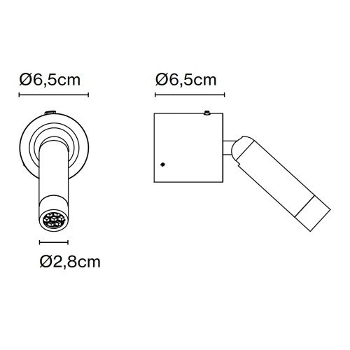 Esquema técnico LEDtube A Marset con medidas de diámetro y profundidad